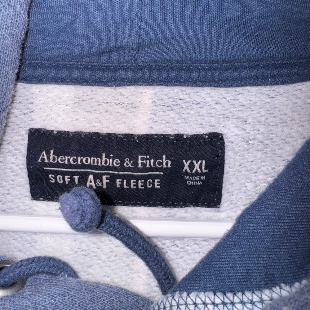 Abercrombie & Fitch Men’s Blue Striped Men's Hooded Sweatshirt Soft Fleece XXL - Picture 2 of 4